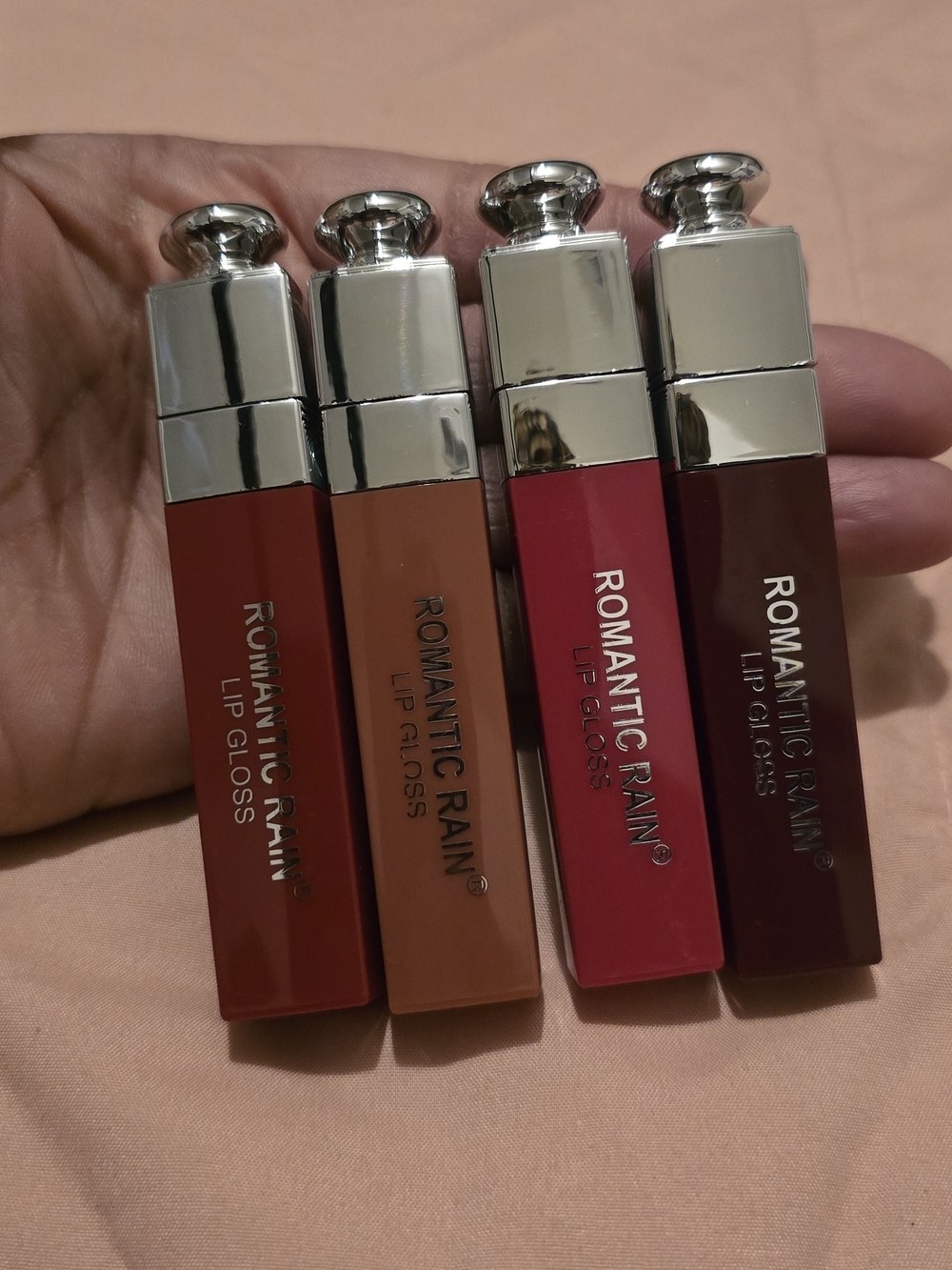 Romantic rain Women Lip Gloss Set - Red, Nude, Pink, Plum